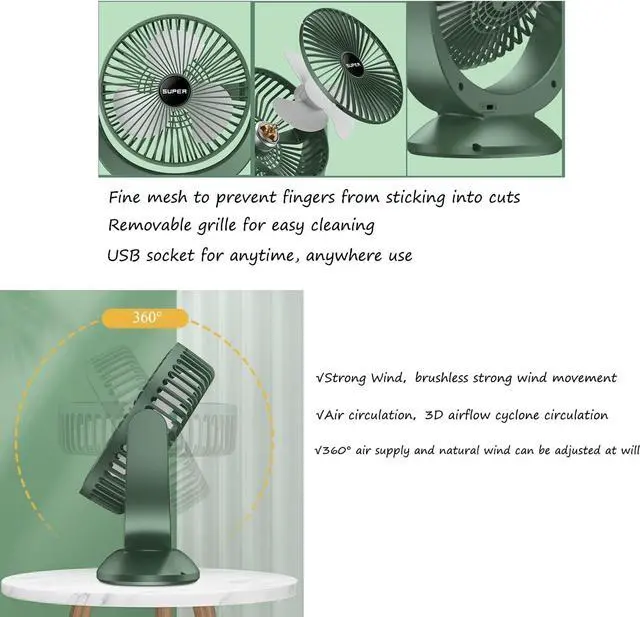 Alt view image 4 of 6 - Kiven USB Desk Fan Small Table Fan with Motion Sensor,Quiet Operation Portable Fan Adjustable Strong Airflow Mini Personal Fan for Home Office Bedroom Table and Desktop Car Outdoor Travel