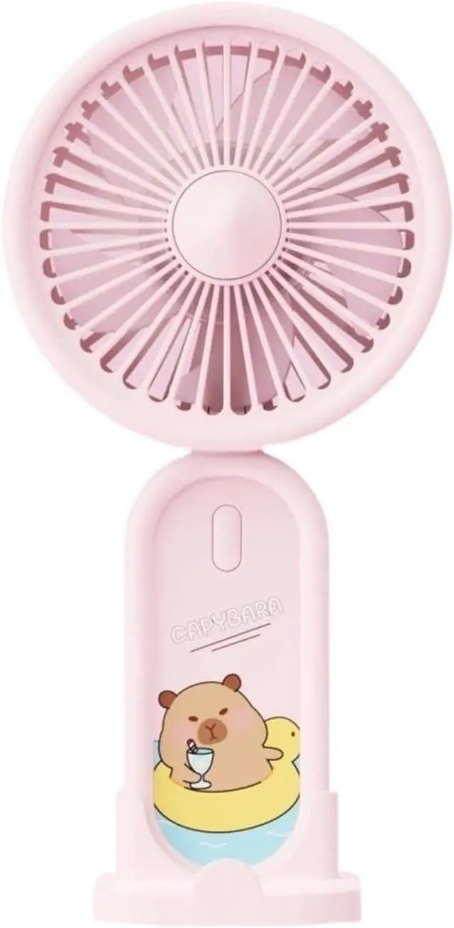 Main image of Three-Speed High Wind Desktop Portable Cute Pattern USB Charging Multi-Function Handheld Fan with Base Bracket Electric Fan(Pink)
