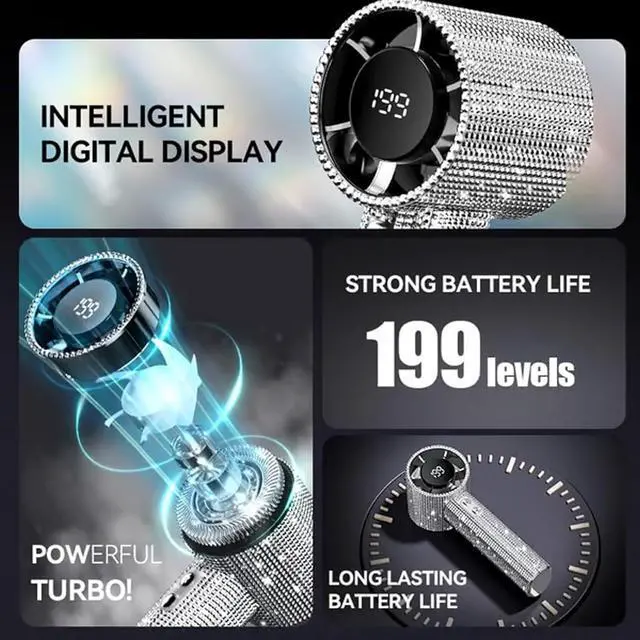 Alt view image 3 of 7 - Diamond Handheld Portable Turbo Bling - Luxury Full Rhinestone USB Mini, 1800mAh Fast Charging LED Display High Speed Pocket Gift for Women (Multicolor - 2PCS)