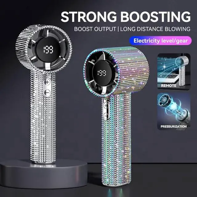 Alt view image 4 of 7 - Diamond Handheld Portable Turbo Bling - Luxury Full Rhinestone USB Mini, 1800mAh Fast Charging LED Display High Speed Pocket Gift for Women (Multicolor - 2PCS)