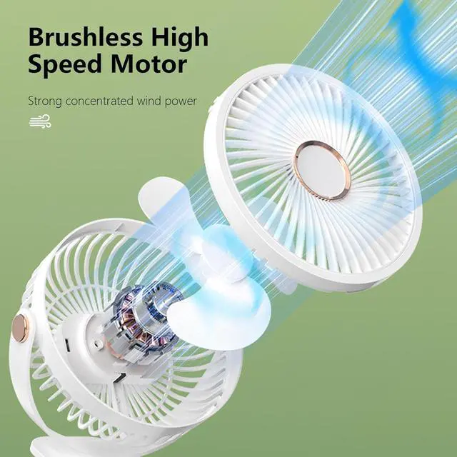 Alt view image 6 of 7 - USB/Battery Powered Fan Quiet Clip On Fan Small Fan for Bedroom Office Desktop Cooling Fan with Night Lamp Strong Clamp