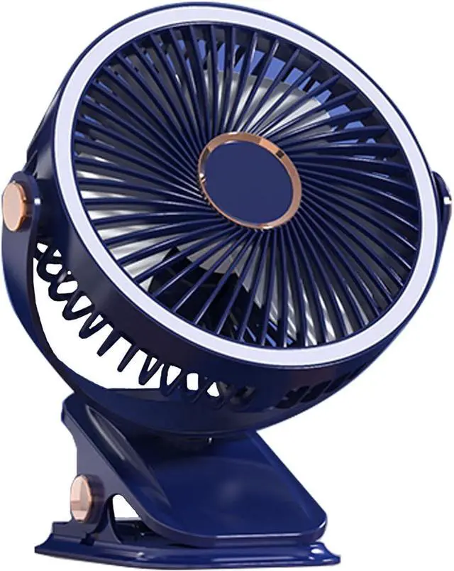 Alt view image 4 of 7 - USB/Battery Powered Fan Quiet Clip On Fan Small Fan for Bedroom Office Desktop Cooling Fan with Night Lamp Strong Clamp