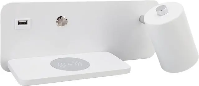 Main image of 85 to 265V Adjustable Lamp Holder USB Wall Light for Reading Study Bedside Hallway, Wireless Wall Light, Convenient USB Charging Interface Charging LED Lamp (White Right)