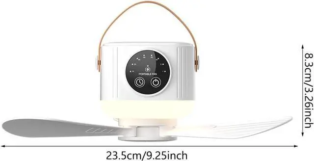 Alt view image 3 of 7 - USB Rechargeable Remote Ceiling Fan with 3600mAh/7200mAh Battery and Light Hanging Fan for Camping