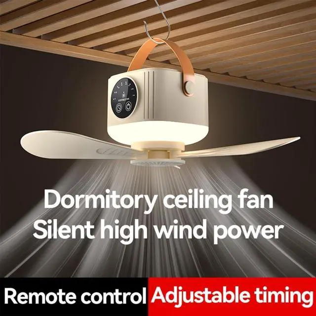 Alt view image 4 of 7 - USB Rechargeable Remote Ceiling Fan with 3600mAh/7200mAh Battery and Light Hanging Fan for Camping