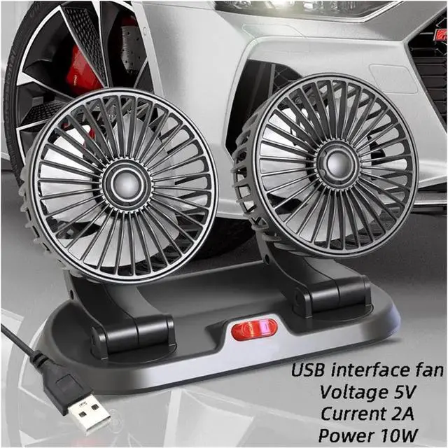 Alt view image 2 of 7 - 5V 12V 24V Car Fan Cooling Dual Head Usb 2 Speeds Adjustable Auto Cooler Air Accessories Wind Regulation(5V)