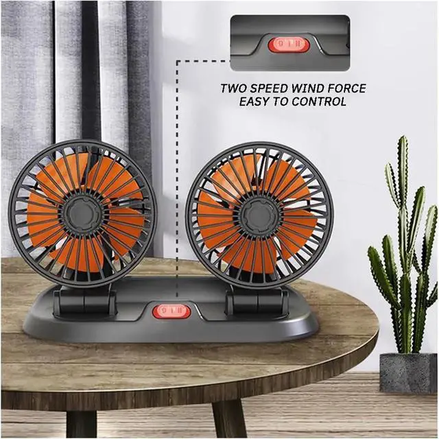Alt view image 5 of 7 - 5V 12V 24V Car Fan Cooling Dual Head Usb 2 Speeds Adjustable Auto Cooler Air Accessories Wind Regulation(5V)