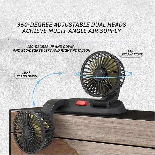 Alt view image 6 of 7 - 5V 12V 24V Car Fan Cooling Dual Head Usb 2 Speeds Adjustable Auto Cooler Air Accessories Wind Regulation(5V)