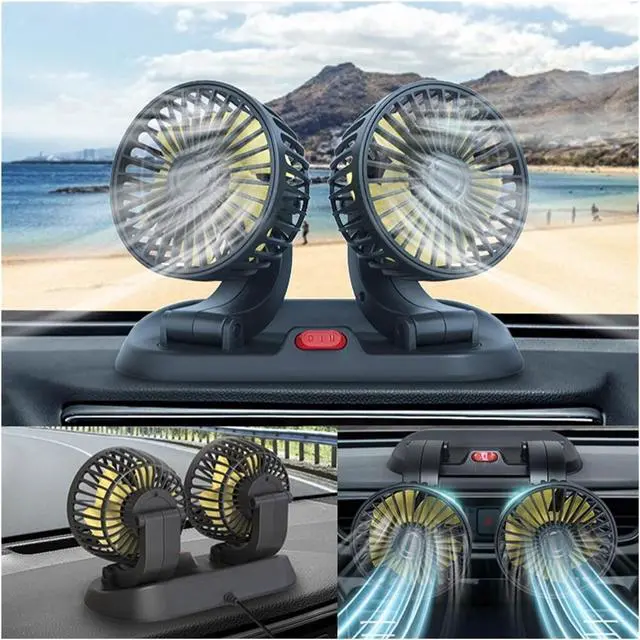 Alt view image 7 of 7 - 5V 12V 24V Car Fan Cooling Dual Head Usb 2 Speeds Adjustable Auto Cooler Air Accessories Wind Regulation(5V)