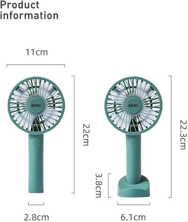 Alt view image 4 of 7 - USB Mini Fold Fan Rechargeable Electric Portable Hold Small Air Cooler Charging Household Electrical Appliances Desktop fan (Color : Green, Size : 1200mA)
