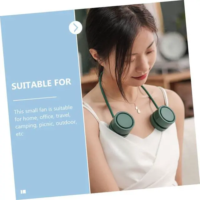 Alt view image 3 of 7 - 5 Sets Hanging Neck Fan Running Cooling Fan Portable Mini Fan Mini Fans Portable World Map Cake Stencil Portable Charging Fan Portable Neck Fan USB Fans Plastic Folding Fan Charge