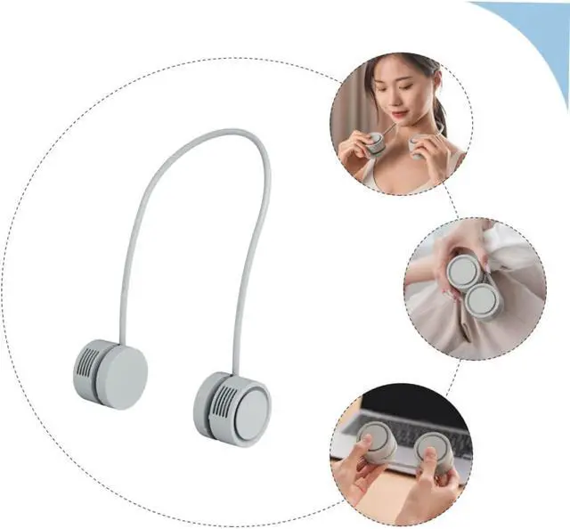 Alt view image 2 of 7 - Didiseaon 5 Sets Hanging Neck Fan USB Neck Handheld Cool Fan Personal Fan School Handheld Fan Hands Free Neck Fan Rechargable USB Fan Around The Neck Fan Mini Cooling Fan Plastic Office