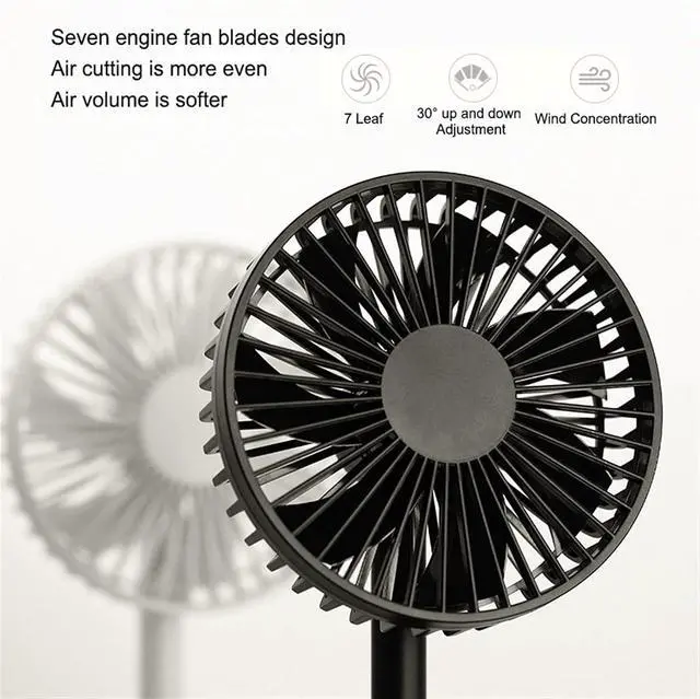 Alt view image 3 of 7 - USB Desktop Fan Household, Outdoor Portable Fan Office Household Enhancement 5 Fan Leaf Mobile Desktop Fan (Color : Black)