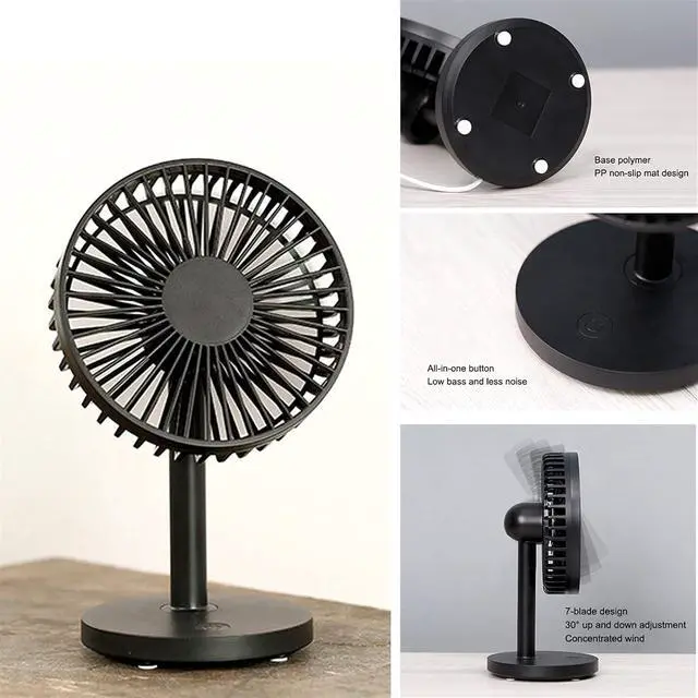 Alt view image 4 of 7 - USB Desktop Fan Household, Outdoor Portable Fan Office Household Enhancement 5 Fan Leaf Mobile Desktop Fan (Color : Black)
