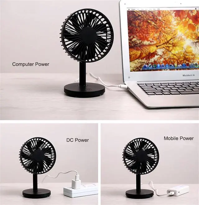 Alt view image 6 of 7 - USB Desktop Fan Household, Outdoor Portable Fan Office Household Enhancement 5 Fan Leaf Mobile Desktop Fan (Color : Black)