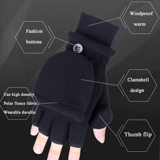 Alt view image 3 of 6 - USB Powered Heating Pattern, Heated Gloves, USB Hand Warmers Winter Warm, Sports Laptop Computer Gloves 2 in 1 Full & Fingerless Mitten for Women Men Girls Boys,B