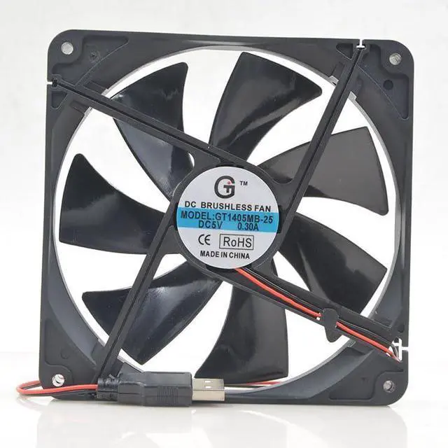 Main image of SMPWYFN GT1405MB-25 14cm 5V USB Cooling Fan for Routers - Quiet 20DBA, 84.5CFM Airflow, 0.30A, 2100 RPM, 2-Wire Interface Shrandi