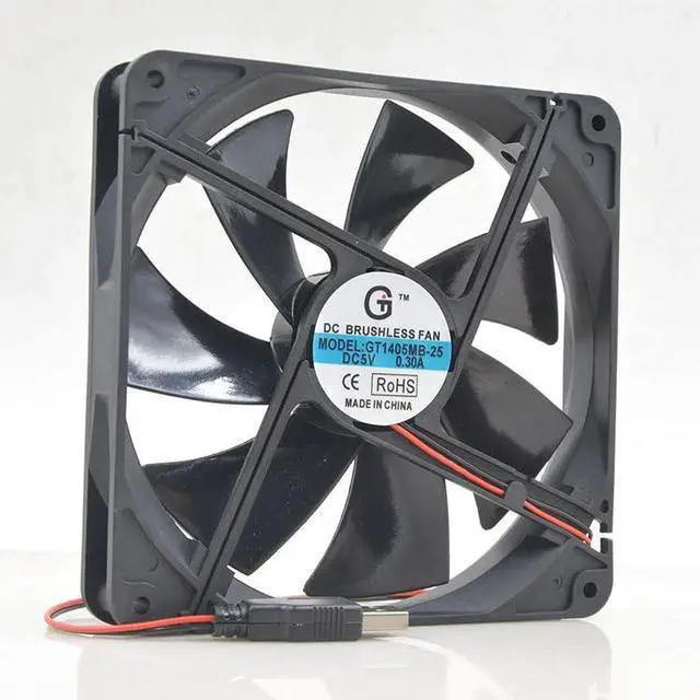 Alt view image 3 of 6 - SMPWYFN GT1405MB-25 14cm 5V USB Cooling Fan for Routers - Quiet 20DBA, 84.5CFM Airflow, 0.30A, 2100 RPM, 2-Wire Interface Shrandi