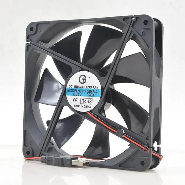 Alt view image 2 of 6 - SMPWYFN GT1405MB-25 14cm 5V USB Cooling Fan for Routers - Quiet 20DBA, 84.5CFM Airflow, 0.30A, 2100 RPM, 2-Wire Interface Shrandi