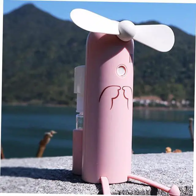 Alt view image 3 of 7 - Hand Held Fans 1pc Shape Mini Fan Holder Cartoon Phone Spray Rechargeable Portable Water USB fan (Color : Green, Size : 12.5X10.3CM)