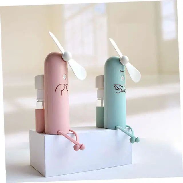 Alt view image 2 of 7 - Hand Held Fans 1pc Shape Mini Fan Holder Cartoon Phone Spray Rechargeable Portable Water USB fan (Color : Green, Size : 12.5X10.3CM)