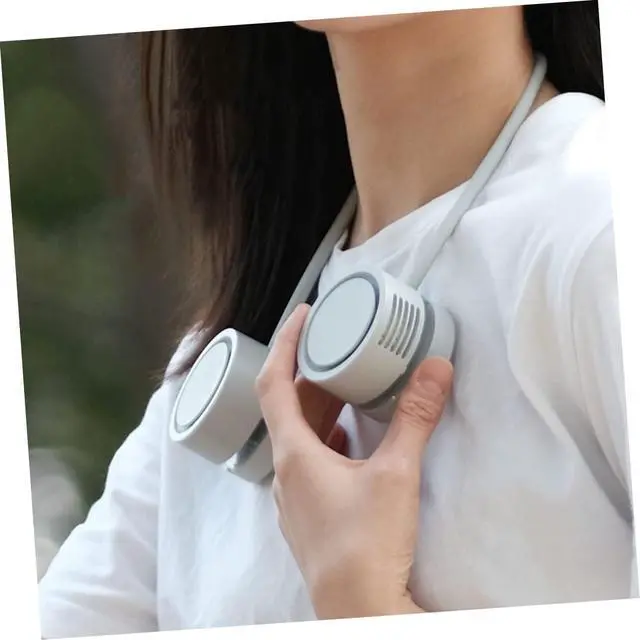 Alt view image 4 of 7 - Didiseaon 5 Sets Hanging Neck Fan USB Neck Handheld Cool Fan Personal Fan School Handheld Fan Hands Free Neck Fan Rechargable USB Fan Around The Neck Fan Mini Cooling Fan Plastic Office