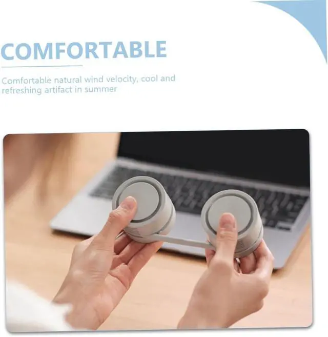 Alt view image 6 of 7 - Didiseaon 5 Sets Hanging Neck Fan USB Neck Handheld Cool Fan Personal Fan School Handheld Fan Hands Free Neck Fan Rechargable USB Fan Around The Neck Fan Mini Cooling Fan Plastic Office