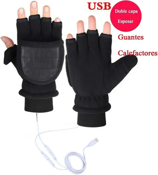 Alt view image 2 of 6 - USB Powered Heating Pattern, Heated Gloves, USB Hand Warmers Winter Warm, Sports Laptop Computer Gloves 2 in 1 Full & Fingerless Mitten for Women Men Girls Boys,B