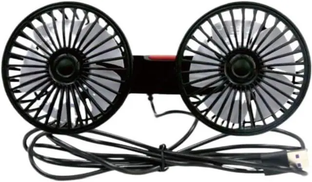 Main image of Car Fan USB Powered Dual Head  3-Speed Portable Car Cooling Clip Fan For Car Headrest Back Seat, Quiet Brushless Motor, 360° Rotatable, Suitable For Vehicles,