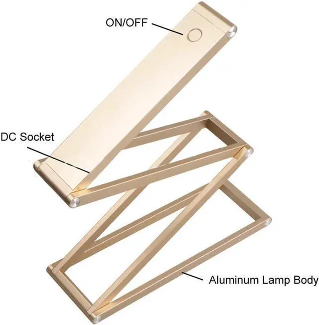 Alt view image 6 of 7 - Portable Foldable LED Multifunction Dimmable Lamp with USB Charging, Creative United of Wall lamp and Desk lamp (Gold) (Gold)