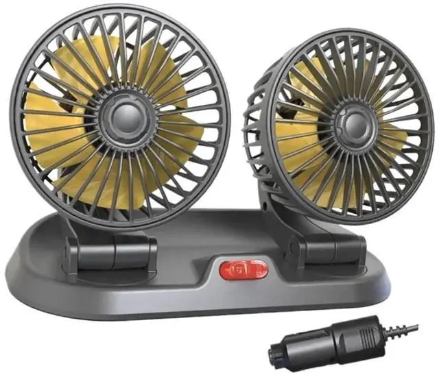 Main image of Car Fan USB/12V/24V Double-Head Adjustable 360° Car Electric Fan Silent 2-Speed Multi-Functional Temporary Parking Card Car Fan(12V)