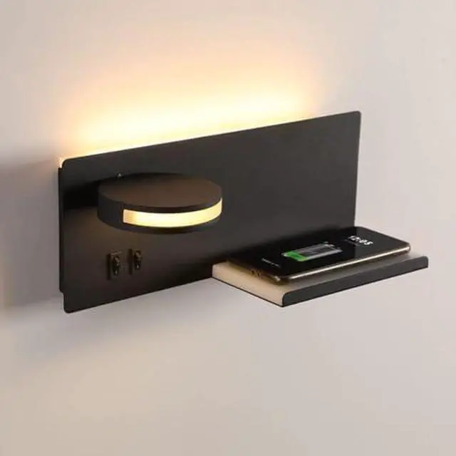 Main image of USB Rechargeable Wireless Wall Light - Modern Rotating Bedside Lamp for Bedroom, Study, Hotel Sconce, Multifunctional Switch Reading Light