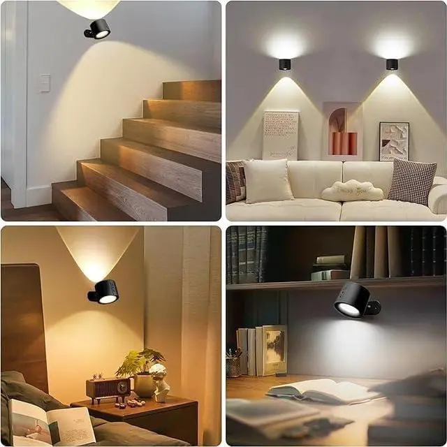 Alt view image 4 of 7 - 3CCT Dimmable Magnetic Wall Light Touch Control Reading Light Dual-Sided Touch Control Reading Lamp with USB Charging,No-Drill Bedside,Hallway Light(1-Pack)