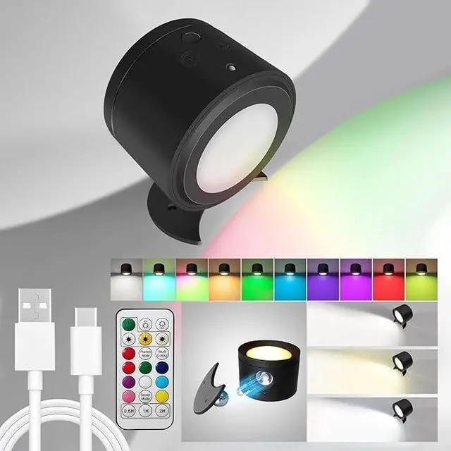 Alt view image 6 of 7 - 3CCT Dimmable Magnetic Wall Light Touch Control Reading Light Dual-Sided Touch Control Reading Lamp with USB Charging,No-Drill Bedside,Hallway Light(1-Pack)