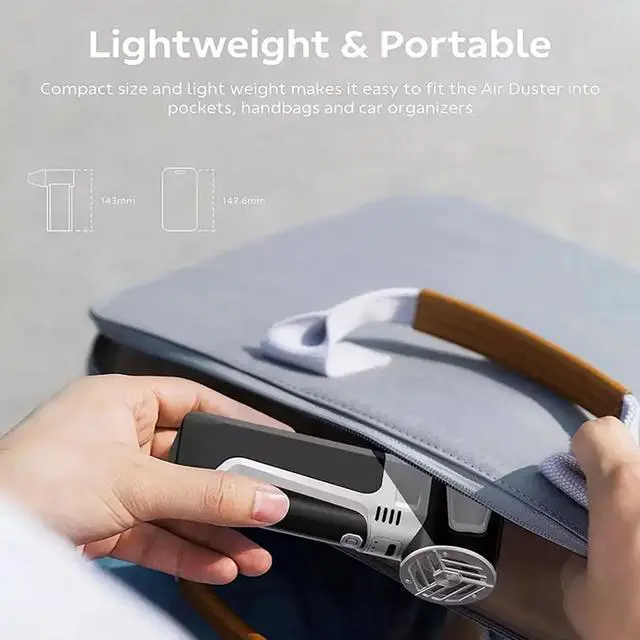 Alt view image 3 of 7 - Portable Small Handheld Fan 2500mAh Air Blower with 130000RPM and 3 Speeds Adjustment USB Rechargeable for Travel Home