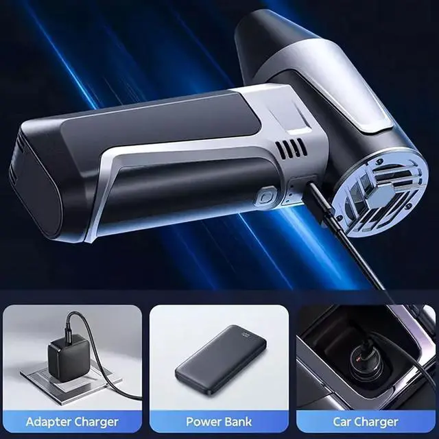 Alt view image 4 of 7 - Portable Small Handheld Fan 2500mAh Air Blower with 130000RPM and 3 Speeds Adjustment USB Rechargeable for Travel Home