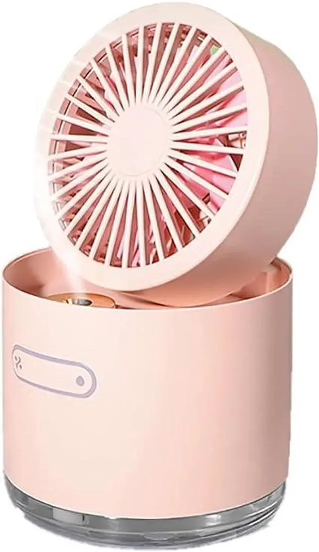 Main image of Small Pocket Fan Desktop Fan 3 Speed Multi-Purpose Portable USB for Outdoor Activity, Home, Office with and LED (Color : White) (Pink)