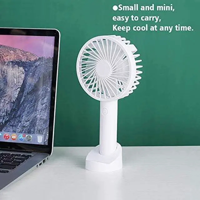 Alt view image 6 of 7 - Mini fan portable fan handheld USB rechargeable fan electrical desktop air cooler outdoor travel hand fan 5 whiteandgreen