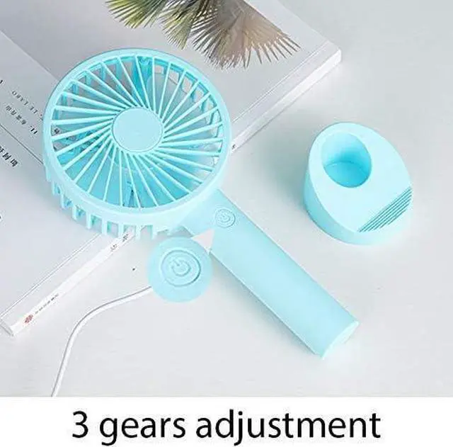 Alt view image 7 of 7 - Mini fan portable fan handheld USB rechargeable fan electrical desktop air cooler outdoor travel hand fan 5 whiteandgreen
