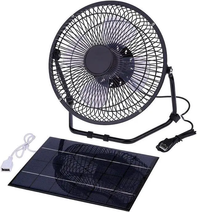 Alt view image 3 of 7 - Battery Operated Rechargeable Desk Fan with Solar Panel for Home& Office & Hurricane Camping Battery Powered USB Fan Strong Airflow Portable Fan Quiet Metal Frame 5200 mAh Capacity