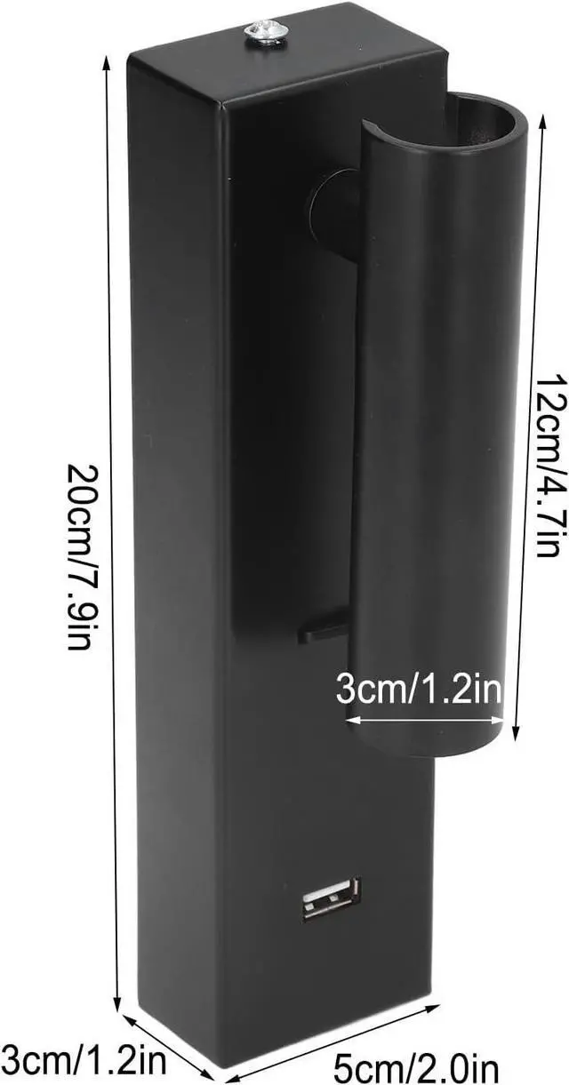 Alt view image 3 of 7 - LED Wall Mounted Reading Light Aluminum Alloy Minimalist Design 20cm with USB Port - 350° Rotatable for Bedroom Indoor Lighting and Mobile Charging