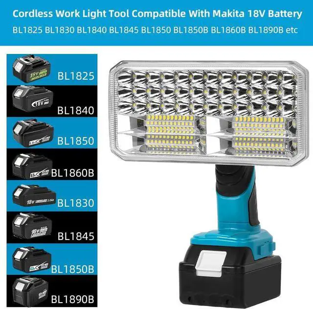 Alt view image 2 of 7 - 40W Cordless 4200LM LED Flashlight for Makita 18V Lithium-ion Battery, 9" Zinc Alloy Handheld Work Light with USB Charger Port for Camping, Hiking, Climbing, Job Site, Indoor & Outdoor Use