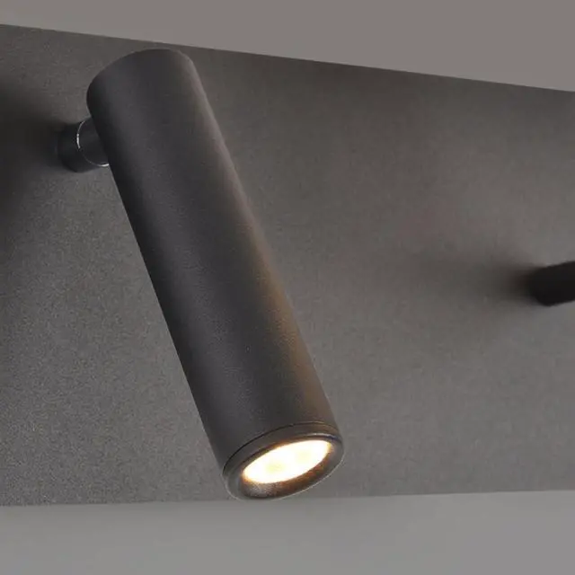 Alt view image 6 of 7 - LED Rotatable Reading Lamp with USB Charging, E27 Wall Light Interior, Metal Aluminum Fabric Shade, 3000K White, Left (Black Left)