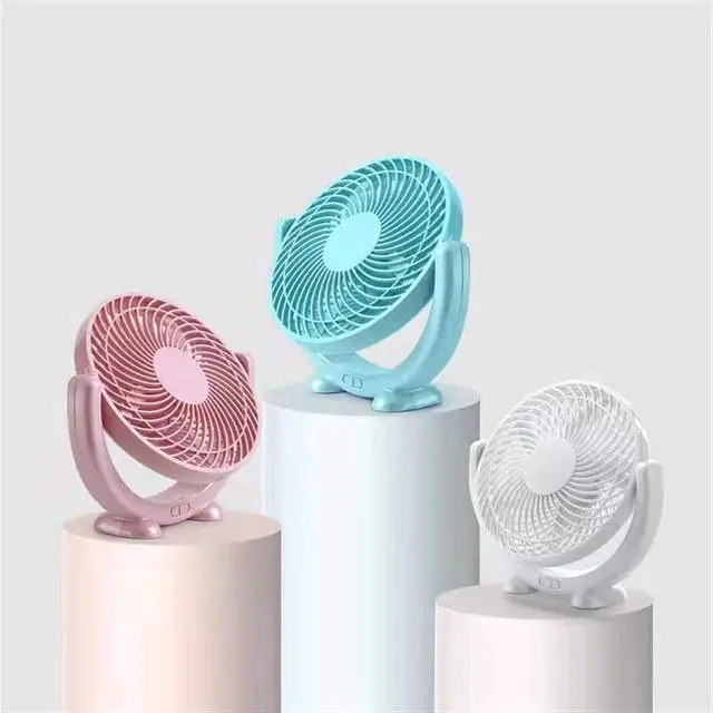 Alt view image 2 of 7 - USB Mini Rechargeable Fan, Outdoor Portable, 2-speed Wind, 5-blade Design, Air Circulator, Stable Base, Durable(Pink)