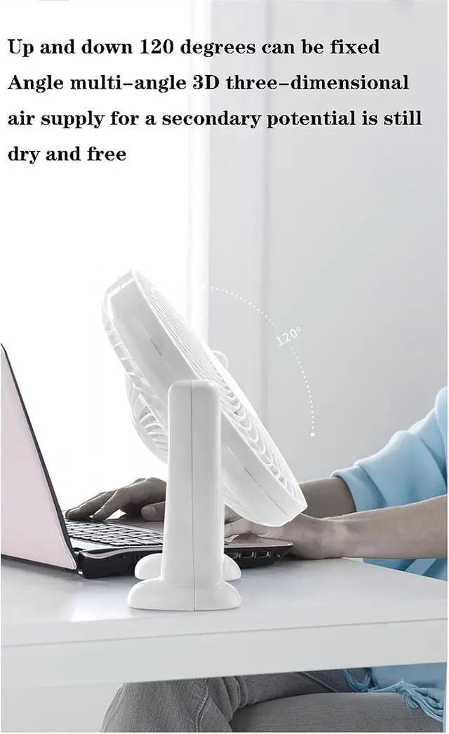Alt view image 6 of 7 - USB Mini Rechargeable Fan, Outdoor Portable, 2-speed Wind, 5-blade Design, Air Circulator, Stable Base, Durable(Pink)