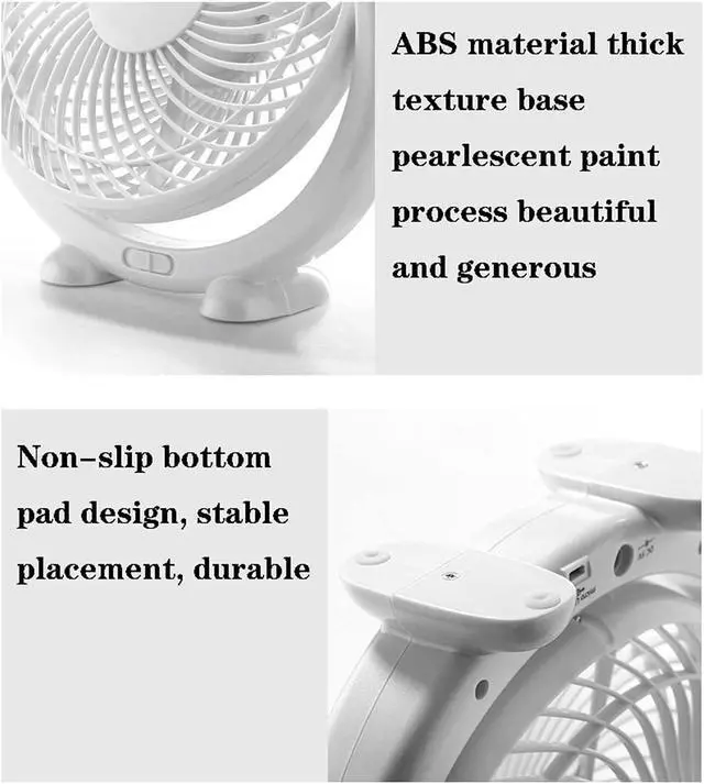 Alt view image 5 of 7 - USB Mini Rechargeable Fan, Outdoor Portable, 2-speed Wind, 5-blade Design, Air Circulator, Stable Base, Durable(Pink)