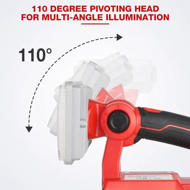 Alt view image 6 of 7 - 18w 2000lm Portable Flood Light Compatible with Milwaukee 18v Battery, Flashlight with USB-A Port for Jobsite, Camping, Car Repairing, Garage, Power Outages