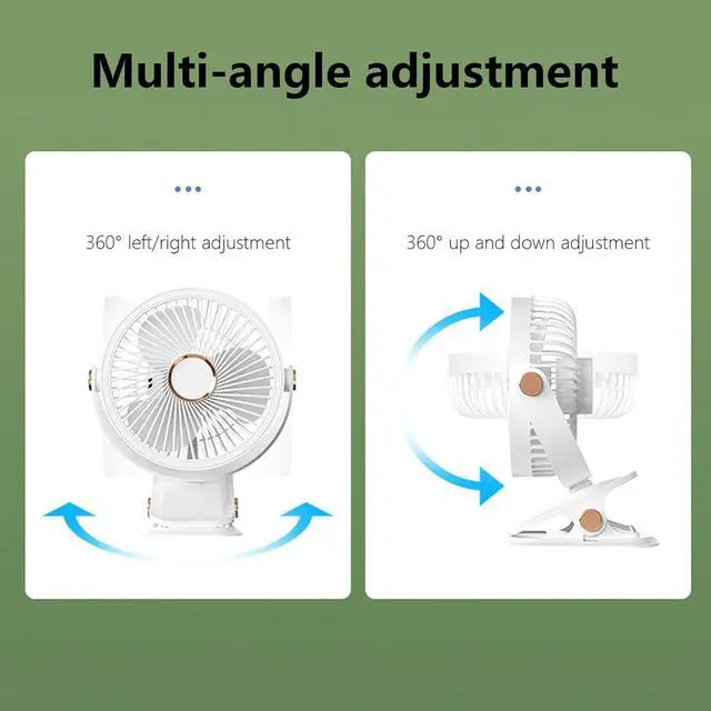 Alt view image 7 of 7 - USB/Battery Powered Fan Quiet Clip On Fan Small Fan for Bedroom Office Desktop Cooling Fan with Night Lamp Strong Clamp