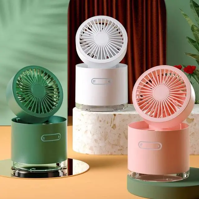 Alt view image 6 of 6 - USB Fans Spray Desktop Humidification Small Fan, USB Small Desktop Fan, Portable Mini Air Conditioner, Suitable For Student Dormitory Silent Office, Bedside Fan ( Color : Pink , Size : 115x115x135mm )