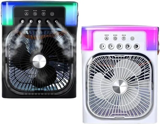 Alt view image 2 of 7 - Portable Humidifier Fan Air Conditioners USB Electric Fan Night Light Mist Fun 3 In 1 Air Cooler Desktop Spray Fan(WHITE)